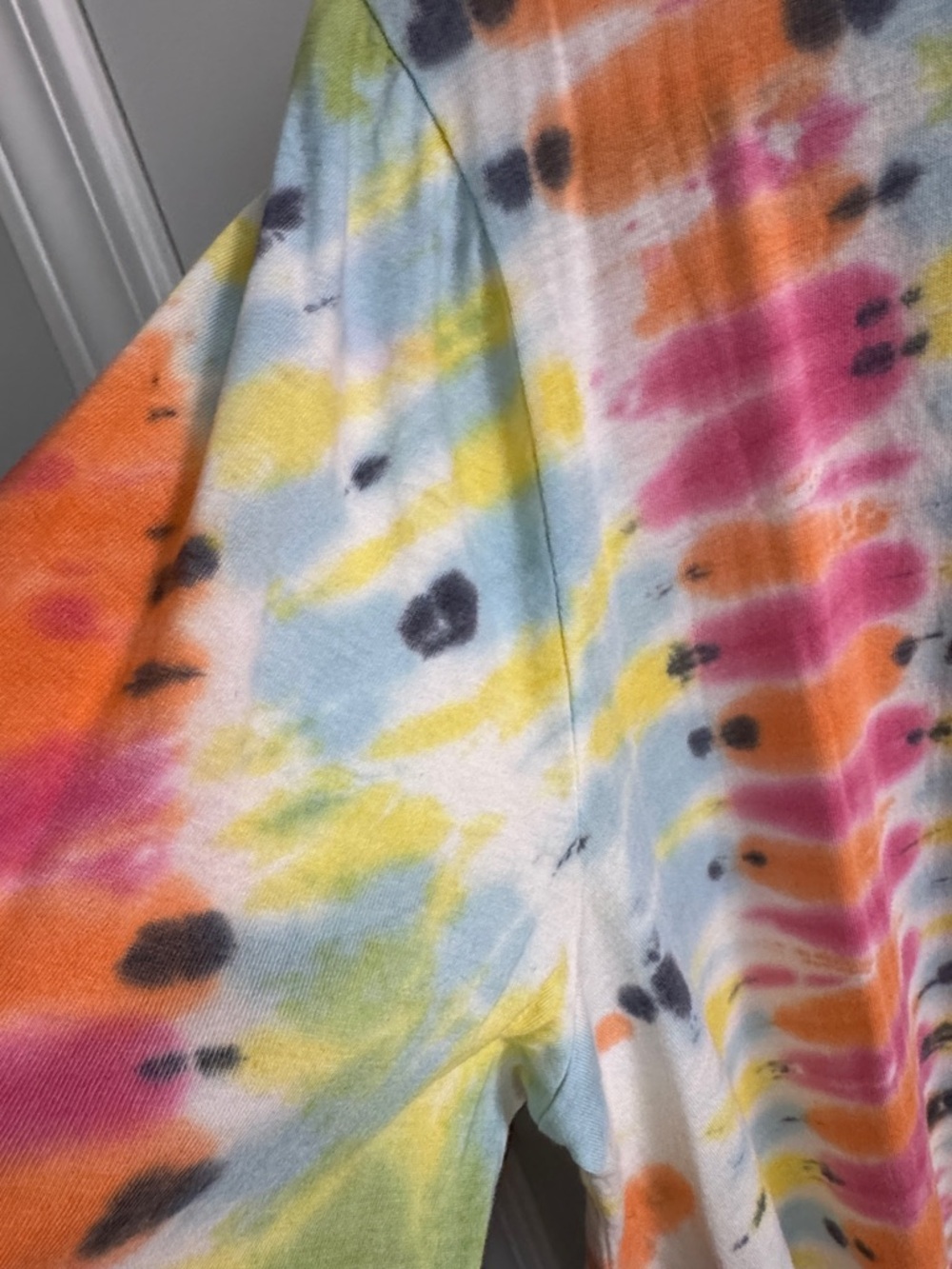 LOGO by Lori Goldstein Tie-Dye 3/4 sleeve cotton top. Smile hemline. Pockets. L. - Picture 9 of 9